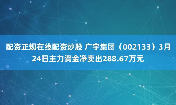 配资正规在线配资炒股 广宇集团（002133）3月24日主力资金净卖出288.67万元