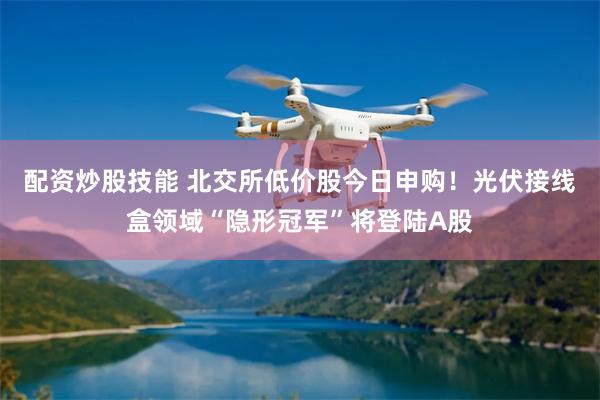 配资炒股技能 北交所低价股今日申购！光伏接线盒领域“隐形冠军”将登陆A股