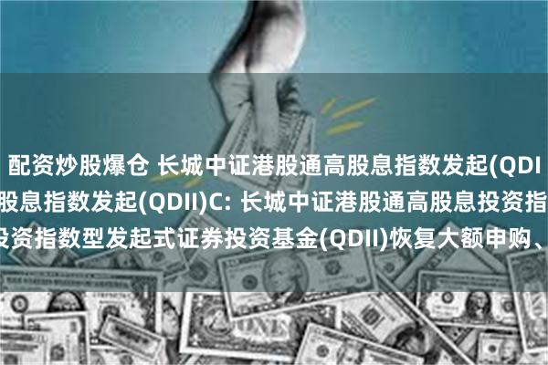 配资炒股爆仓 长城中证港股通高股息指数发起(QDII)A,长城中证港股通高股息指数发起(QDII)C: 长城中证港股通高股息投资指数型发起式证券投资基金(QDII)恢复大额申购、定期定额投资业务的公告