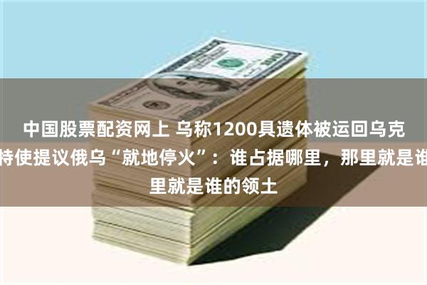 中国股票配资网上 乌称1200具遗体被运回乌克兰！美特使提议俄乌“就地停火”：谁占据哪里，那里就是谁的领土